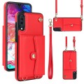 For Samsung Galaxy A70 RFID Card Slot Leather Phone Case with Long Lanyard(Red)