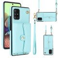 For Samsung Galaxy A71 5G RFID Card Slot Leather Phone Case with Long Lanyard(Mint Green)
