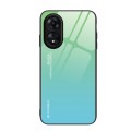 For OPPO A17 Gradient Color Glass Phone Case(Green Cyan)