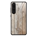 For Samsung Galaxy S23 5G Wood Grain Glass Phone Case(Grey)