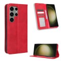 For Samsung Galaxy S23 Ultra 5G Magnetic Buckle Retro Texture Leather Phone Case(Red)