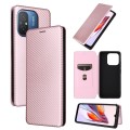 For Xiaomi Redmi 12C Carbon Fiber Texture Flip Leather Phone Case(Pink)