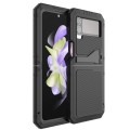 For Samsung Galaxy Z Flip4 RedPepper 360 Full Body Rugged Metal Life Waterproof Phone Case (Black)