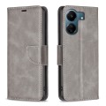 For Xiaomi Redmi 13C Lambskin Texture Pure Color Flip Leather Phone Case(Grey)