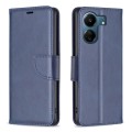 For Xiaomi Redmi 13C Lambskin Texture Pure Color Flip Leather Phone Case(Blue)