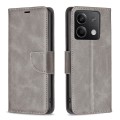 For Xiaomi Redmi Note 13 4G Global Lambskin Texture Pure Color Flip Leather Phone Case(Grey)