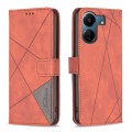 For Xiaomi Redmi 13C Magnetic Buckle Rhombus Texture Leather Phone Case(Brown)