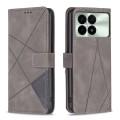 For Xiaomi Redmi K70 / K70 Pro Magnetic Buckle Rhombus Texture Leather Phone Case(Grey)