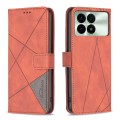 For Xiaomi Redmi K70 / K70 Pro Magnetic Buckle Rhombus Texture Leather Phone Case(Brown)