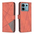 For Xiaomi Redmi Note 13 Pro 4G Global Magnetic Buckle Rhombus Texture Leather Phone Case(Brown)