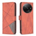 For Xiaomi Redmi A3 Magnetic Buckle Rhombus Texture Leather Phone Case(Brown)