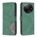 For Xiaomi Redmi A3 Magnetic Buckle Rhombus Texture Leather Phone Case(Green)