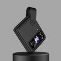 For Samsung Galaxy Z Flip4 / Flip3 Hand Strap Type Leather Phone Case(Black)