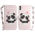 For Samsung Galaxy A04e / F04 / M04 3D Colored Horizontal Flip Leather Phone Case(Heart Panda)