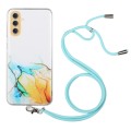 For Samsung Galaxy A05s Hollow Marble Pattern TPU Phone Case with Neck Strap Rope(Yellow)