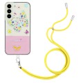 For Samsung Galaxy S23+ 5G Bronzing Butterfly Flower TPU Phone Case with Lanyard(Colorful Butterfly)