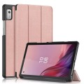 For Lenovo Tab M9 TB-310FU 3-folding Leather Smart Tablet Case(Rose Gold)