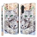 For Samsung Galaxy A34 3D Painted Leather Phone Case(Two Loving Cats)