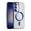 For Samsung Galaxy S23+ 5G CD Texture Plating TPU MagSafe Phone Case with Lens Film(Royal Blue)