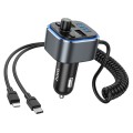 hoco E74 Car Dual USB Charger Bluetooth FM Transmitter with 2 in 1 Cable(Tarnish)