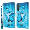 For Samsung Galaxy A34 5G 3D Painting Pattern TPU + PU Leather Phone Case(Three Butterflies)