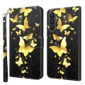 For Samsung Galaxy A34 5G 3D Painting Pattern TPU + PU Leather Phone Case(Gold Butterfly)