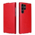 For Samsung Galaxy S23 Ultra 5G Fierre Shann 64 Texture Vertical Flip PU Leather Phone Case(Red)