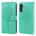 For Samsung Galaxy A34 5G Tree & Deer Pattern Pressed Printing Horizontal Flip Leather Phone Case(Gr