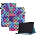 For Samsung Galaxy Tab A7 T500 Colored Drawing Stitching Elastic Band Leather Smart Tablet Case(Wavy