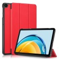 For Huawei Matepad SE 10.4 2022 Custer Pure Color 3-Fold Holder Leather Tablet Case(Red)