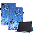 For Huawei MatePad T10 Colored Drawing Stitching Elastic Band Leather Tablet Case(Butterfly)
