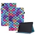 For Huawei MatePad T10 Colored Drawing Stitching Elastic Band Leather Tablet Case(Wavy Pattern)