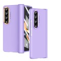 For Samsung Galaxy Z Fold4 5G Skin Feel Two-color Contact Lens Hinge Flip Phone Case(Purple)