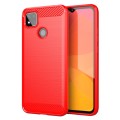 For Xiaomi Redmi 9C NFC Brushed Texture Carbon Fiber TPU Phone Case(Red)