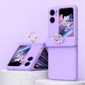 For OPPO Find N2 Flip Macaron Magnetic Three-piece Phone Case with Ring(Purple)