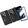 For OPPO Find N2 Integrated Napa Pattern All-inclusive Magnetic Phone Case with Hinge(Black)