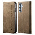 For Samsung Galaxy M14 Denim Texture Leather Phone Case(Khaki)