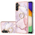 For Samsung Galaxy A54 5G Electroplating Marble IMD TPU Phone Case with Ring Holder(Rose Gold 005)