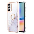 For Samsung Galaxy A05s Electroplating Marble IMD TPU Phone Case with Ring Holder(White 006)