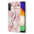 For Samsung Galaxy A54 5G Splicing Marble Flower IMD TPU Phone Case(Pink Flower)