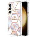 For Samsung Galaxy S24 5G Splicing Marble Flower IMD TPU Phone Case(Crown)