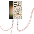 For Samsung Galaxy S24 Ultra 5G Flowers and Plants Series IMD TPU Phone Case with Lanyard(Green Gard