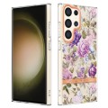 For Samsung Galaxy S24 Ultra 5G Flowers and Plants Series IMD TPU Phone Case(Purple Peony)