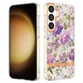 For Samsung Galaxy S24+ 5G Flowers and Plants Series IMD TPU Phone Case(Purple Peony)