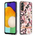 For Samsung Galaxy A34 5G Flowers and Plants Series IMD TPU Phone Case with Ring Holder(Pink Gardeni