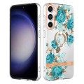 For Samsung Galaxy S23 FE 5G Flowers and Plants Series IMD TPU Phone Case with Ring Holder(Blue Rose