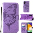 For Samsung Galaxy A54 5G Embossed Butterfly Leather Phone Case(Purple)