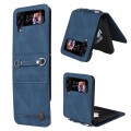For Samsung Galaxy Z Flip4 5G Skin Feel Life Tree Metal Button Leather Phone Case(Blue)