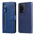 For Xiaomi Redmi K60/K60 Pro Calf Texture Zipper Leather Phone Case(Blue)