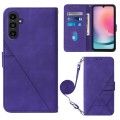 For Samsung Galaxy A24 4G Crossbody 3D Embossed Flip Leather Phone Case(Purple)